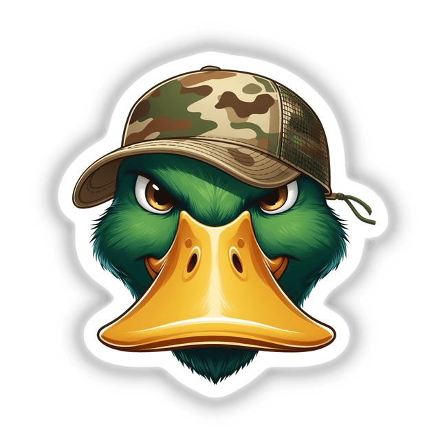 Mallard Duck Face w/Camo Print Cap