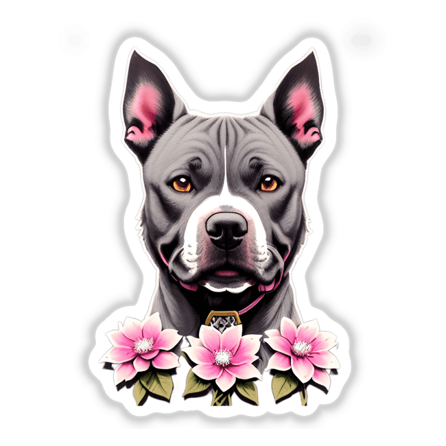 Pitbull with Flowers