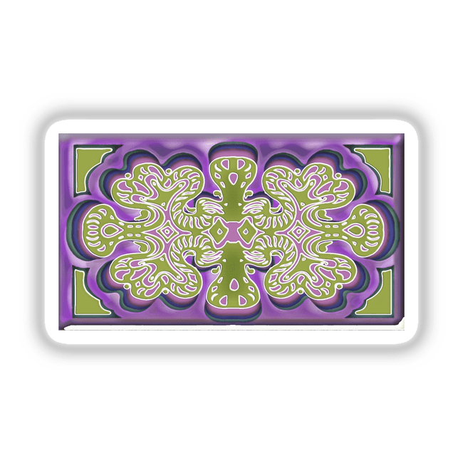 Abstract swirly design with purple and green hues, available as stickers or digital artwork, showcasing a unique pattern from Decal Venue, known for its distinct vinyl sticker and art collection.