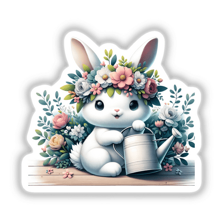Cute Bunny Holding Watering Can