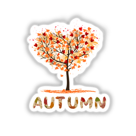 Autumn Tree sticker or digital artwork featuring a tree with heart-shaped leaves, capturing a unique and artistic essence from Decal Venue's collection of distinctive designs.