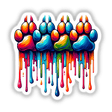 Rainbow Four Dog Paw Prints Dripping Pride