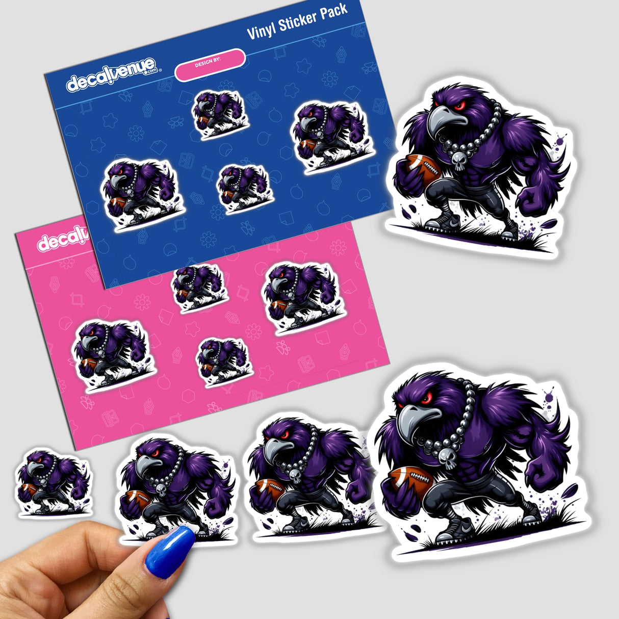 Purple Raven Bird Football Monster Skull Necklace