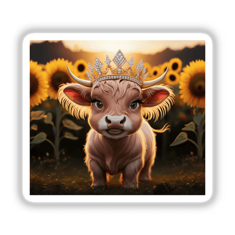 Baby Highland Cow Crown Sunflowers