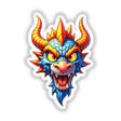 A Cool Fantasy Dragon cartoon head illustration, available as stickers or digital artwork, showcasing unique clipart style from Decal Venue.