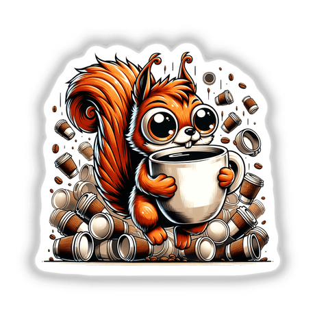 Overcaffeinated Squirrel with Coffee