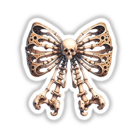 Skeleton Bones Coquette Bow digital artwork featuring a butterfly-like skeleton design, ideal for Halloween decor and available as stickers or digital downloads from DecalVenue.