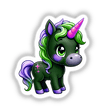 Cute And Magical Pony Unicorn cartoon illustration, available as stickers or digital artwork from Decal Venue, featuring a whimsical unicorn in animated style, perfect for fans of unique and playful designs.