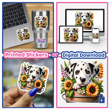 Dalmatian Dog Peeking Out of Flower Pot