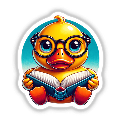 Rubber Duck With Reading Glasses Open Book