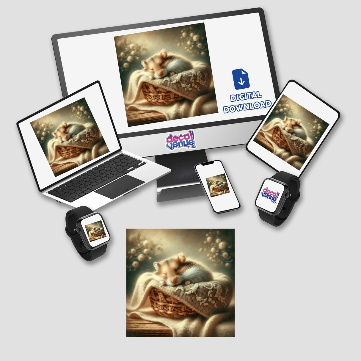 Hamster Sleeping in Woven Basket