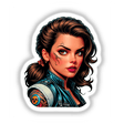 Illustration of A Pretty Biker Girl With Tattoos, featuring a cartoon woman with facial tattoos, available as unique stickers or digital artwork from Decal Venue.