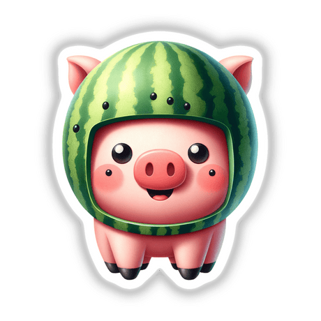 Pig Wearing Watermelon Helmet