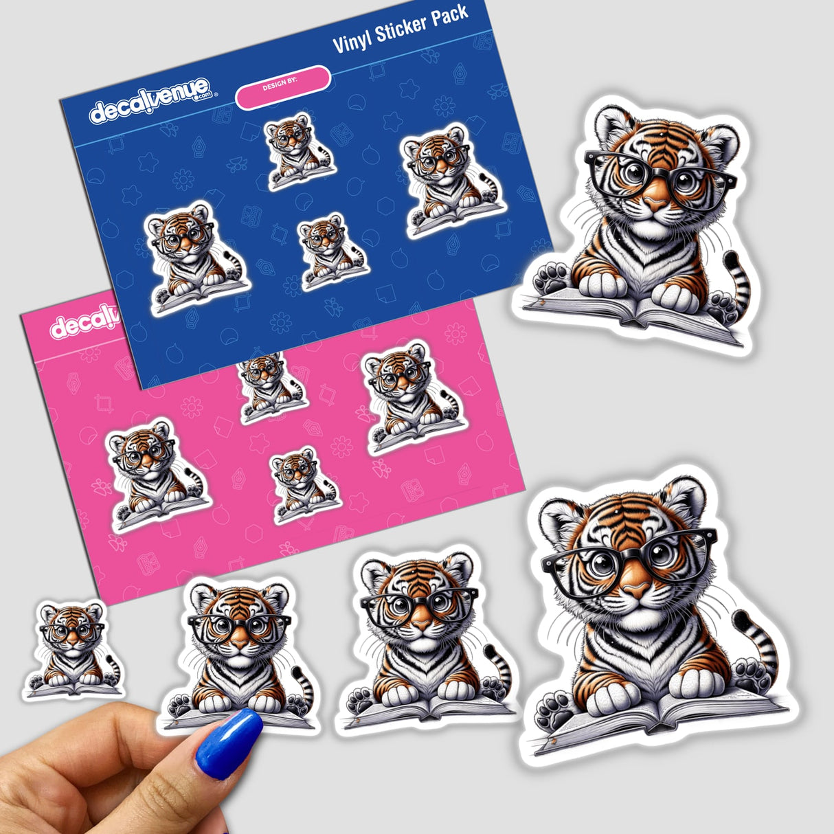 Tiger With Reading Glasses Open Book