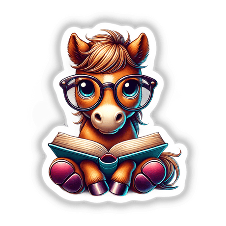 Horse With Reading Glasses Open Book