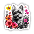 Yorkshire Terrier Yorkie Dog Portrait Floral Accents PA68