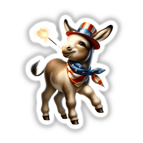Miniature Donkey Holding Sparkler 4th of July