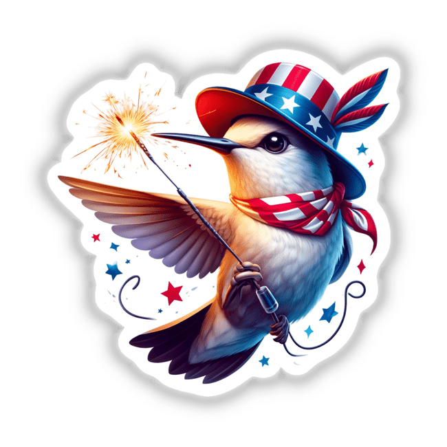 Hummingbird Holding Sparkler 4th of July