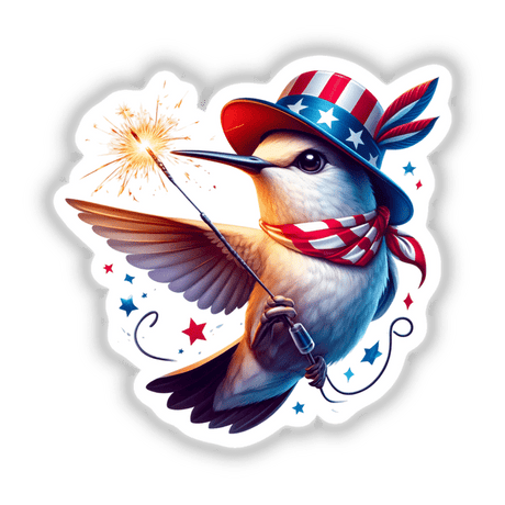 Hummingbird Holding Sparkler 4th of July