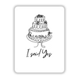 I said Yes cake illustration, available as stickers or digital artwork, featuring a detailed sketch of a celebratory cake, emphasizing elegant lines and a whimsical design.