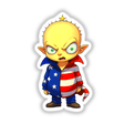 A Funny Guy With An American Flag Outfit cartoon character, featuring a boy with big eyes and stars, available as vinyl stickers or digital artwork from Decal Venue.