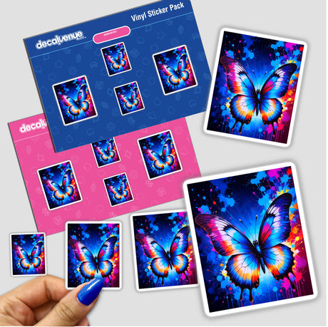 A Pretty Colorful Butterfly sticker pack showcasing vibrant butterfly designs, available as both stickers and digital artwork, perfect for adding artistic flair to your belongings.