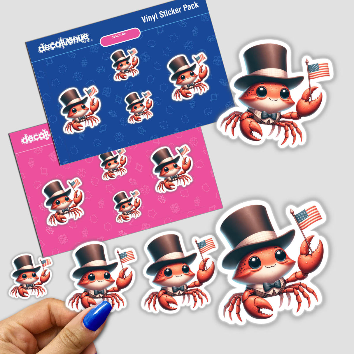 Crab Wearing Top Hat Holding American Flag