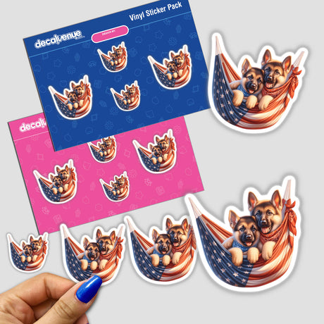 German Shepherd Dogs in American Flag Bandana Hammock