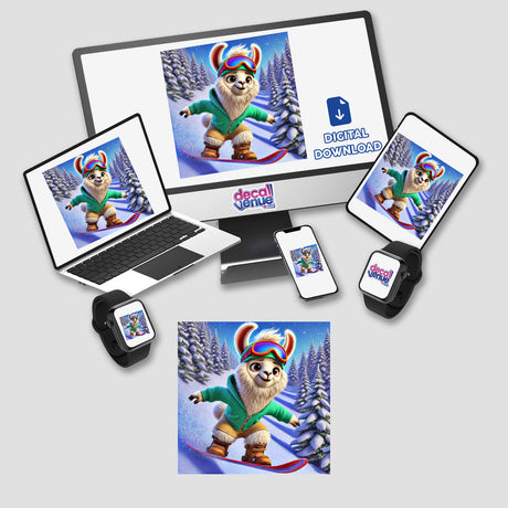a computer, phone, and tablet all displaying a cartoon character