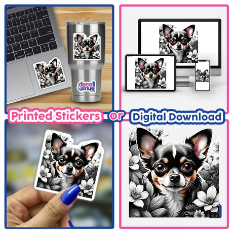Chihuahua Dog Portrait Floral Accents PA29