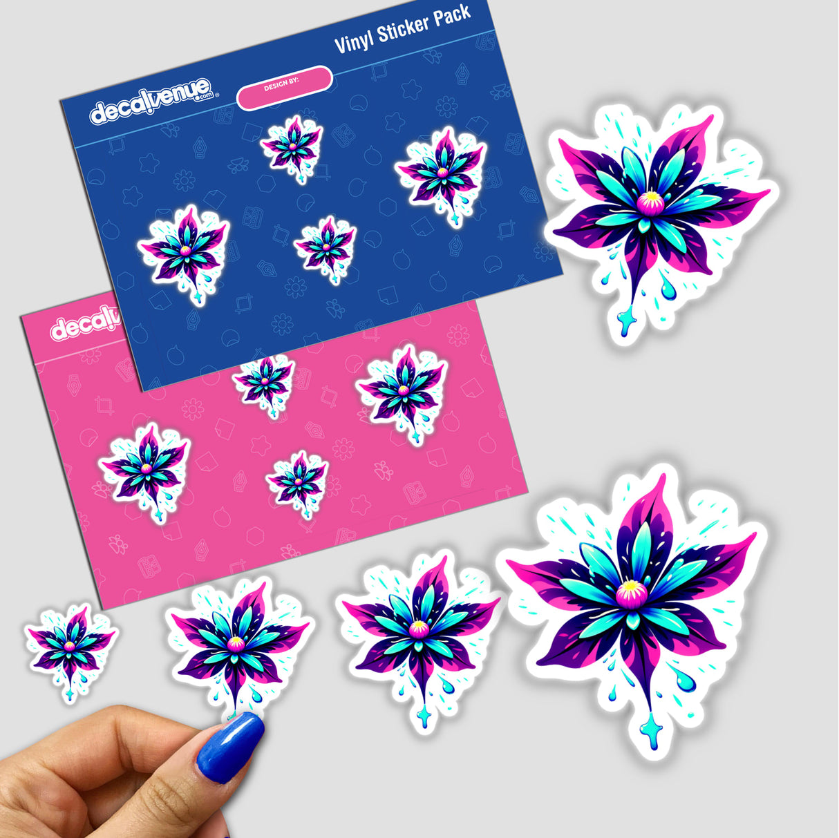 Colorful Spring Flower stickers featuring vibrant floral designs, available as both physical stickers and digital artwork, showcasing intricate flower details. Perfect for adding a touch of nature to your projects.