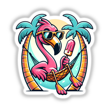 Flamingo in Hammock Holding a Popsicle