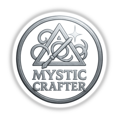 Mystic Crafter – RPG-Style Skill Badge (Silver Arcane Icon) depicting a detailed, mystical emblem available as both stickers and digital artwork, embodying the unique aesthetic of Decal Venue's offerings.