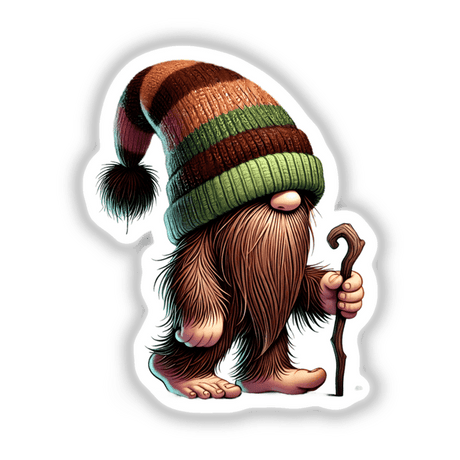 Bigfoot Gnome with Walking Stick