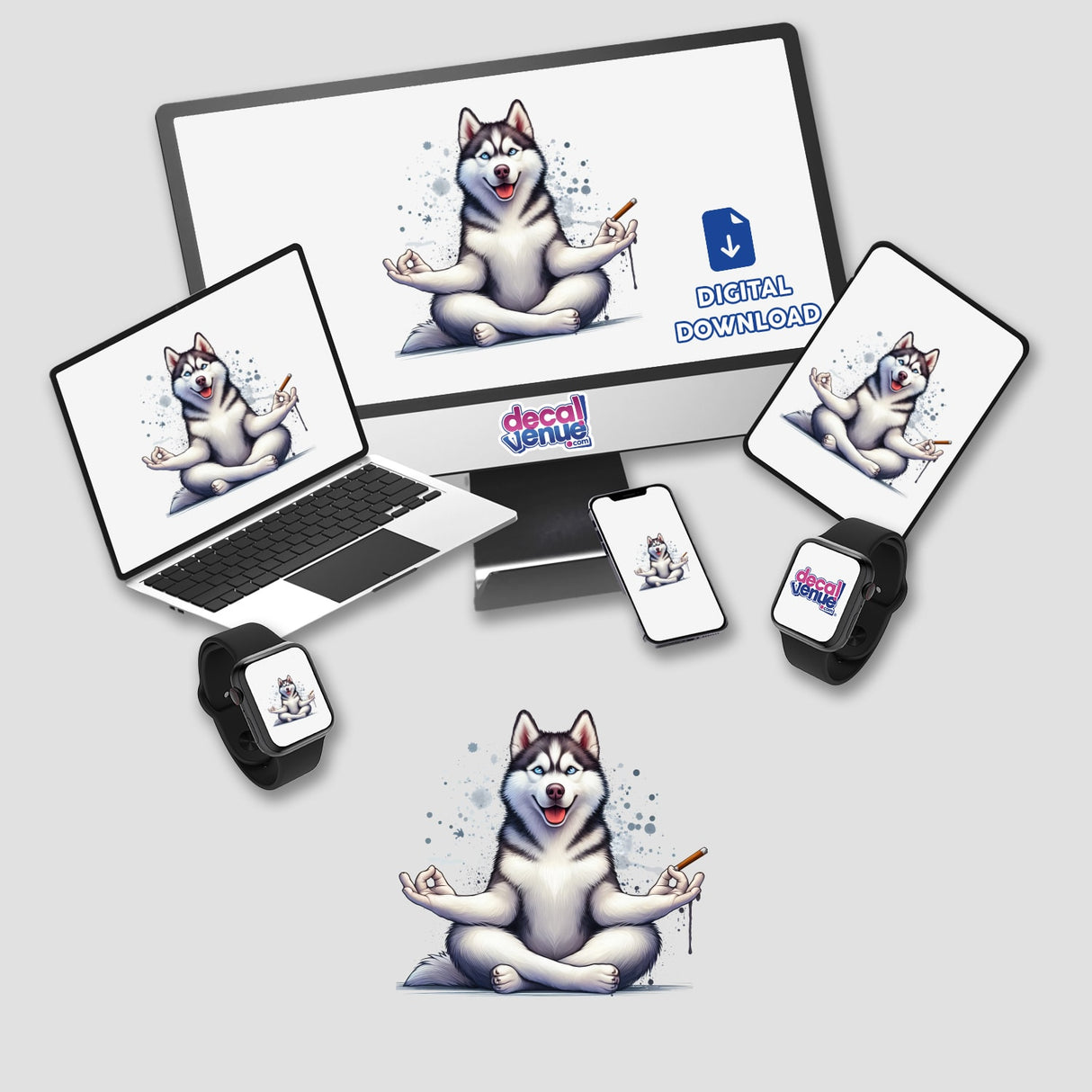 Meditating Yoga Husky Dog Holding Blunt