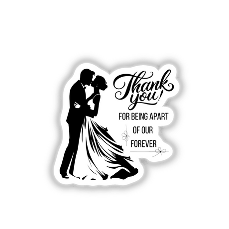 Silhouette of a couple dancing with Wedding Thank You text, available as stickers or digital artwork from Decal Venue, specializing in unique designs.