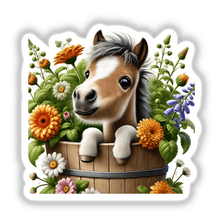 Horse Peeking Out of Flower Pot