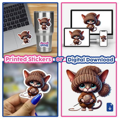 Devon Rex Cat Gnome Holding Ball of Yarn