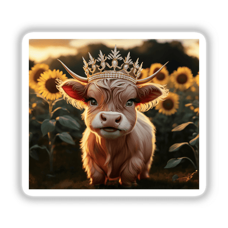 Baby Highland Cow Crown Sunflowers