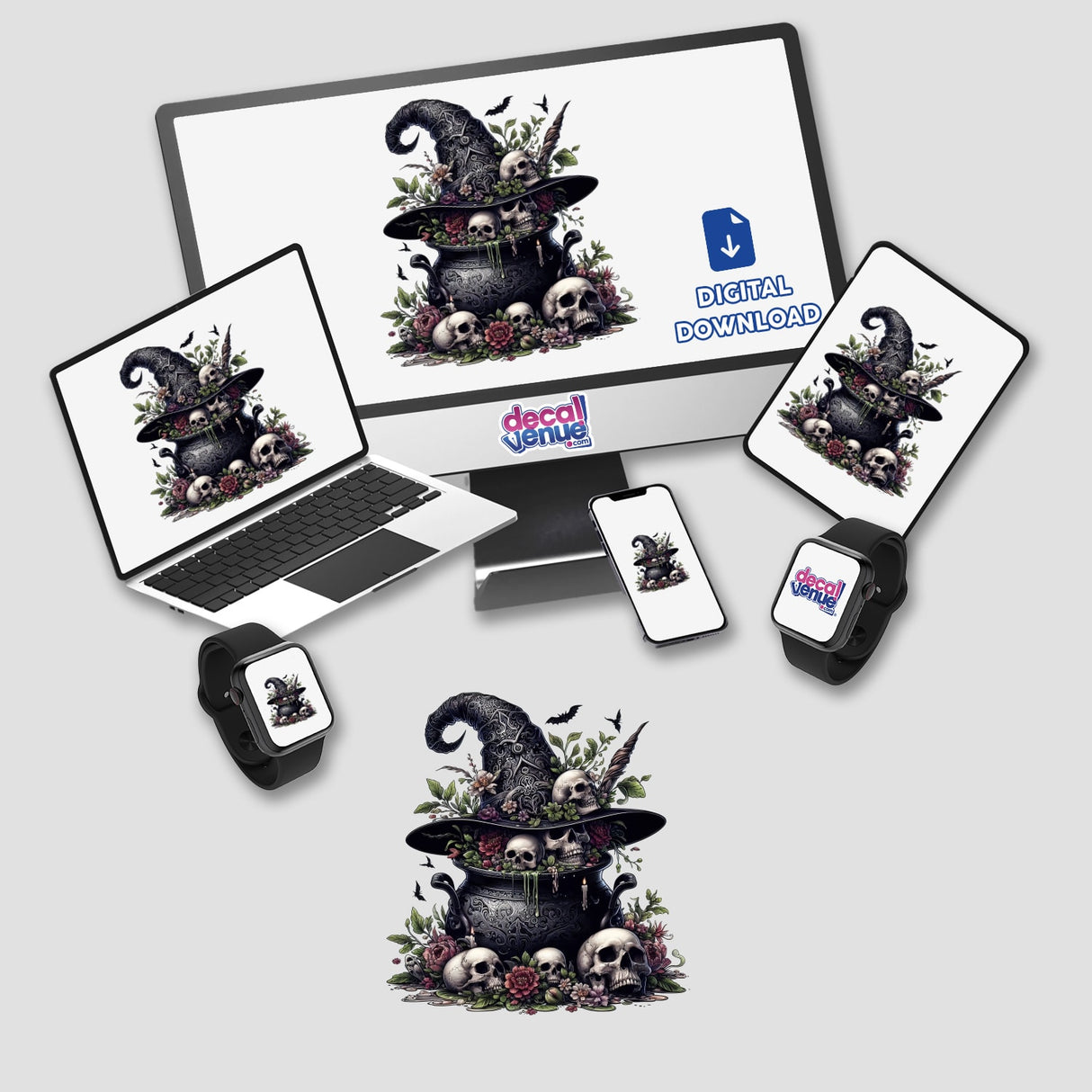 Florals and Skulls Gothic Cauldron