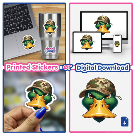 Mallard Duck Face w/Camo Print Cap