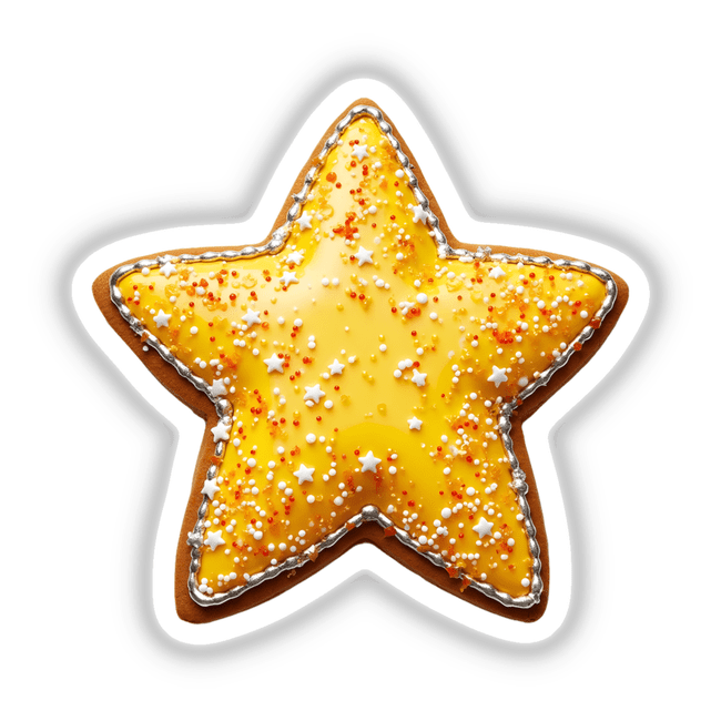 Star Shaped Cookie with Gold Sprinkles and Silver Edges