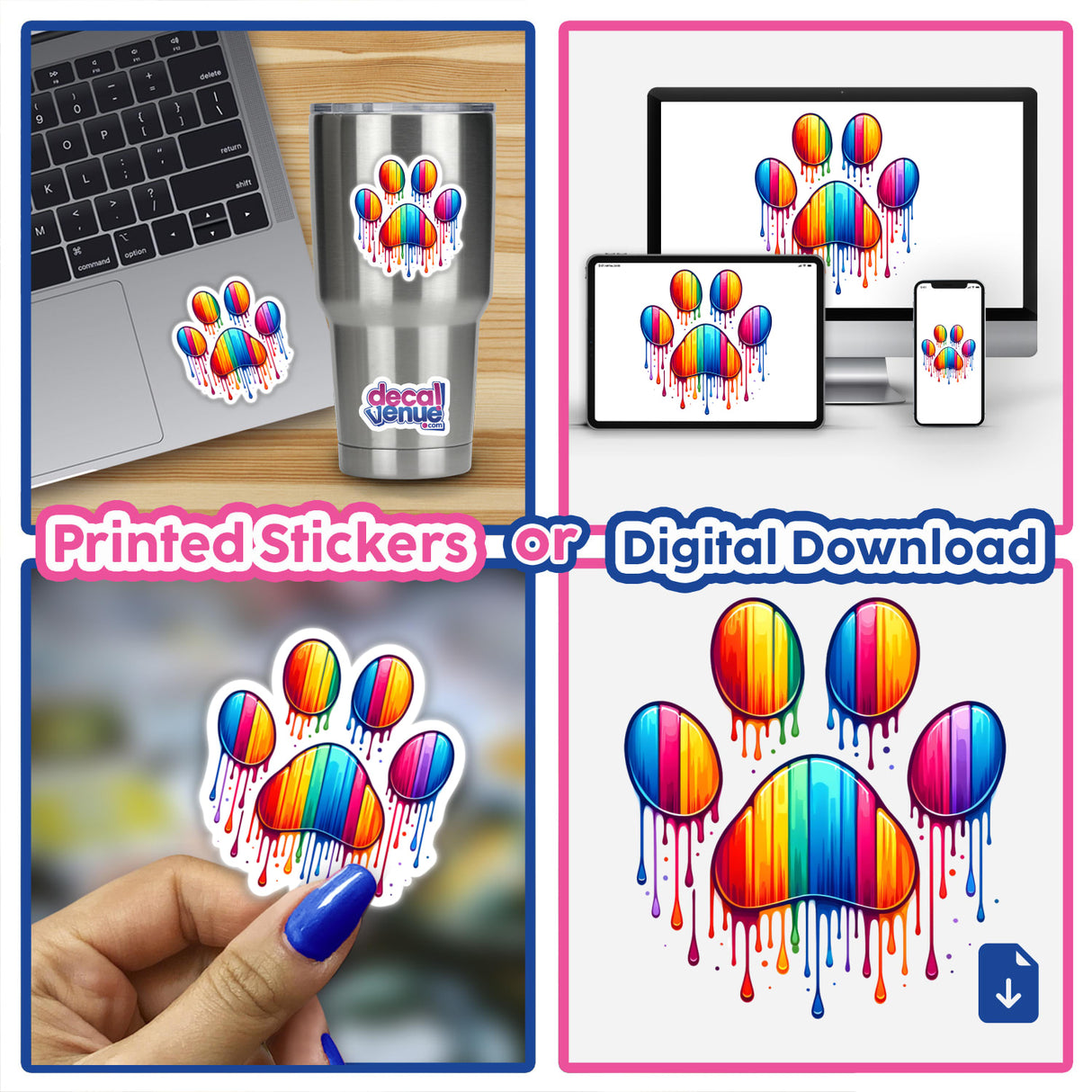 Pride Dog Paw Print Rainbow