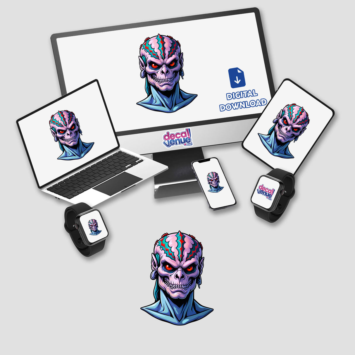an image of a computer with stickers on it