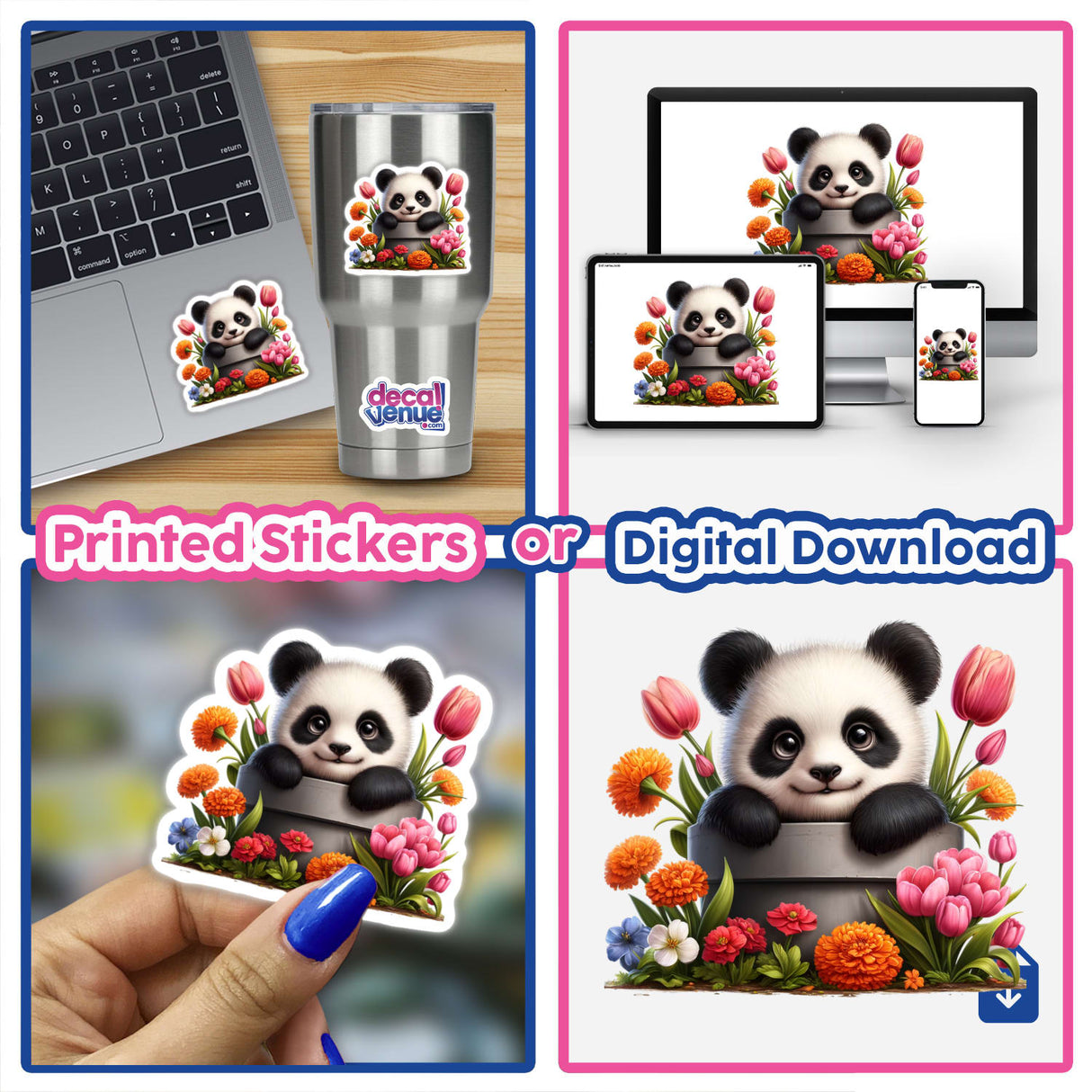 Panda Peeking Out of Flower Pot