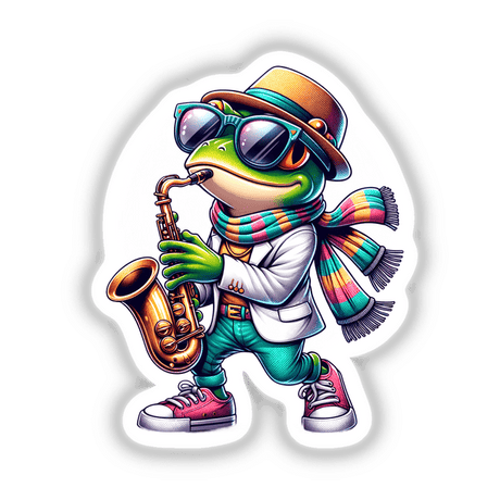 Stylish Frog Playing the Saxoaphone