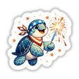 Patriotic Sea Turtle Wearing Bandana Holding Sparkler