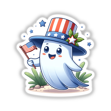 Patriotic Ghost Holding American Flag