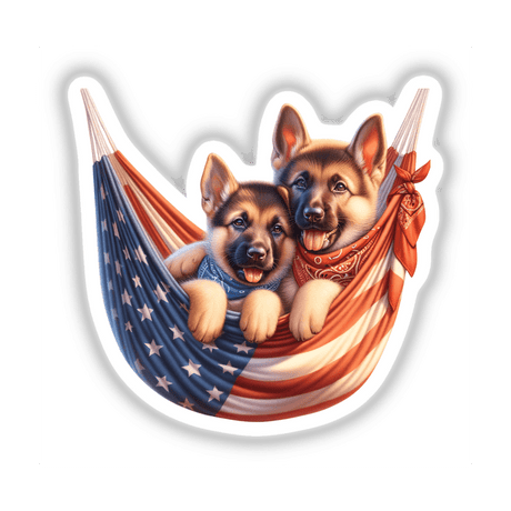 German Shepherd Dogs in American Flag Bandana Hammock