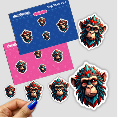 A Cool Monkey King sticker set featuring cartoon monkeys with vibrant designs, available as unique stickers or digital artwork from Decal Venue.